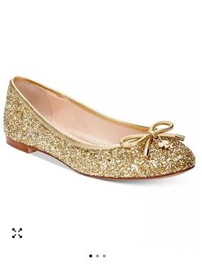 Kate Spade Gold Glitter Bow Ballet Flat